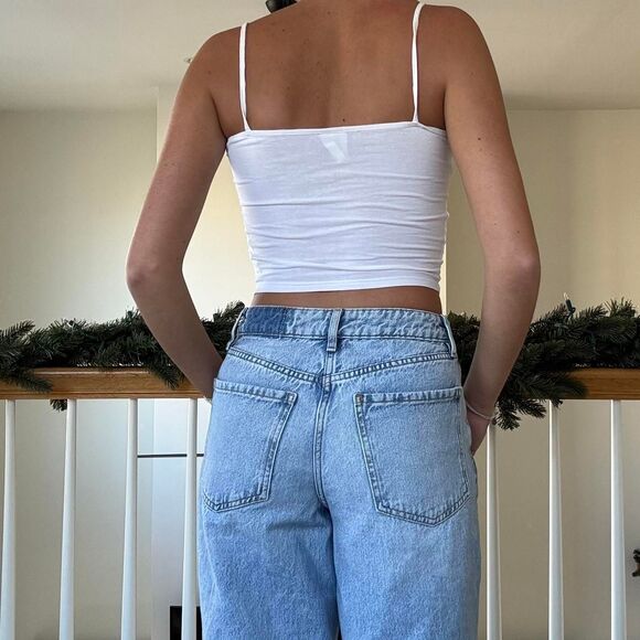 white basic spaghetti H&M strap crop top - Picture 3 of 4